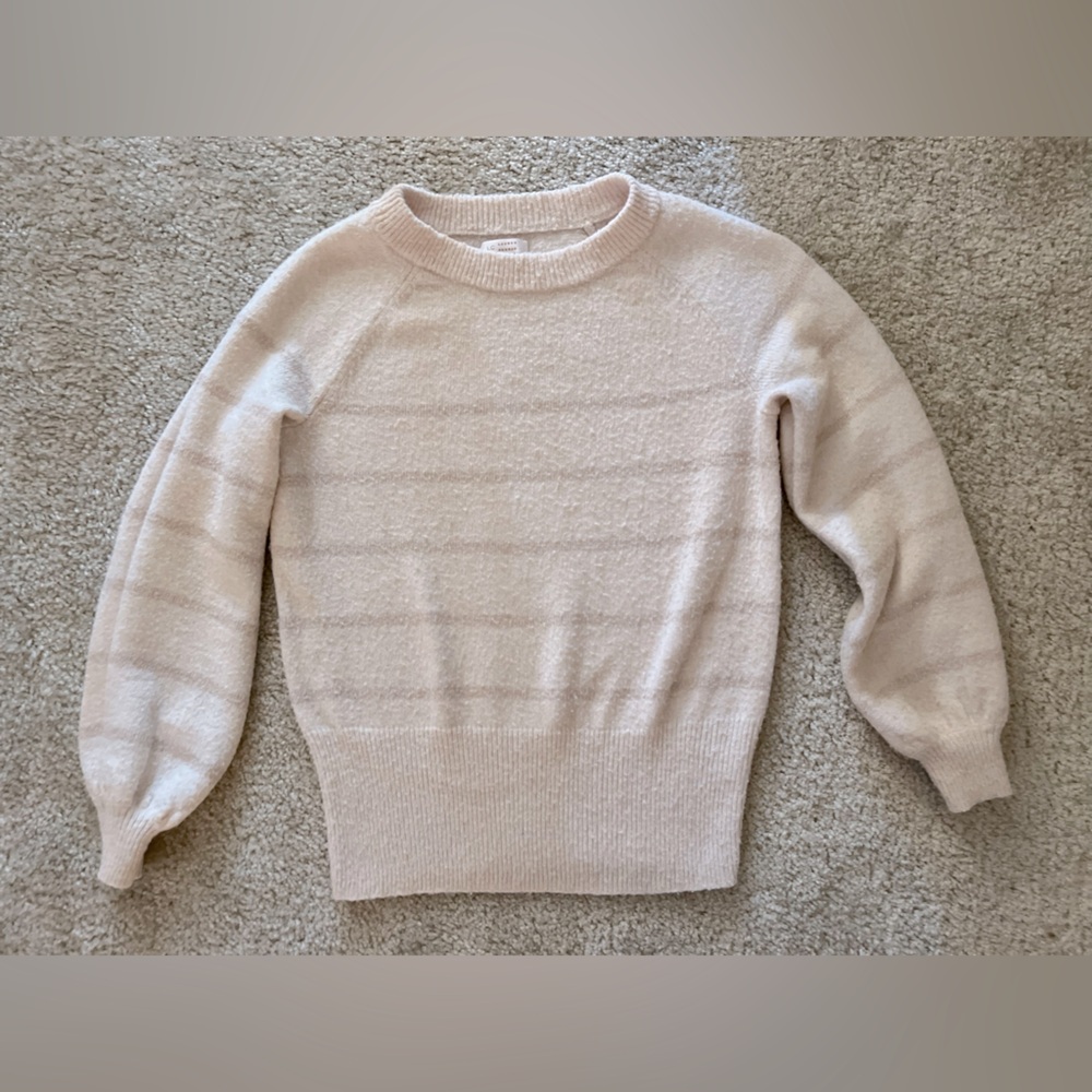 LC Lauren Conrad size extra small light cream sweater with pink metallic stripes
